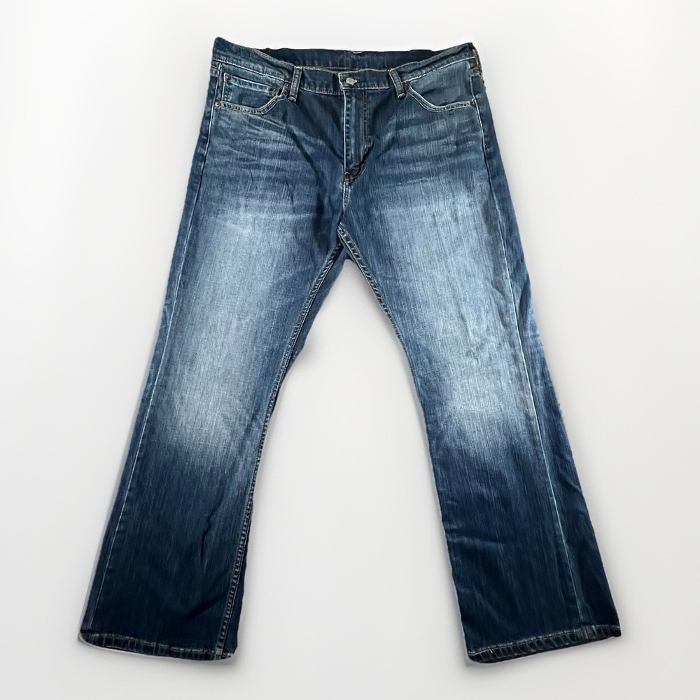 Levis 527 Slim Bootcut Jeans Mens 38x30 Blue Medium Wash Whiskered Denim